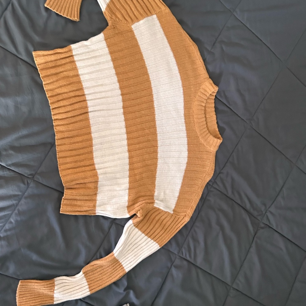 American Eagle Outfitters Striped orange and Cream Sweater